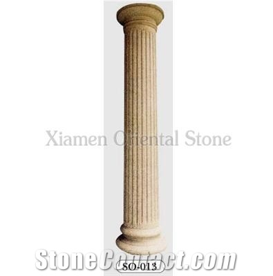 Granite Roman Sculptured Columns, Exterior Building Stone Doric Columns, Outdoor Landscaping Stone Architectural Columns, Column Bases & Tops