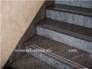 Import Fantasia Salmon Granite Steps, Outdoor Staircase, Indoor Stair Treads, Stair Step Riser