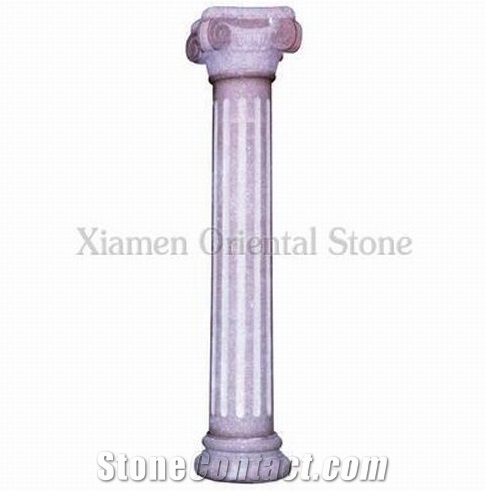Pink Granite Outdoor Roman Sculptured Columns, Architectural Columns Bases & Tops, Ionic Columns, China Stone Column, G617 Pink Granite Architectural Columns