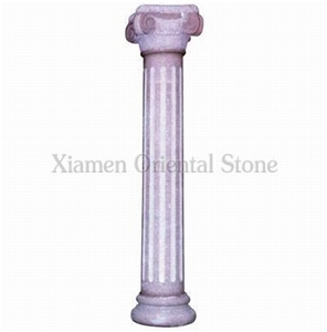 Pink Granite Outdoor Roman Sculptured Columns, Architectural Columns Bases & Tops, Ionic Columns, China Stone Column, G617 Pink Granite Architectural Columns