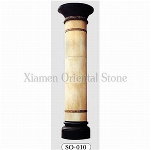 Resin Yellow Marble Roman Doric Columns, Outdoor Building Stone Columns, Outdoor Landscaping Stones Architectural Columns, Column Bases & Tops