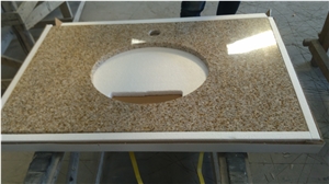 Rust Yellow Granite Vanity Tops Bathroom Tops 18" Oval Sink Hole Cutout