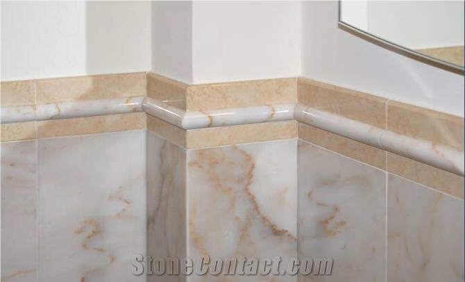 Statuario Altissimo Marble and Calacatta Siena Marble Bathroom Design