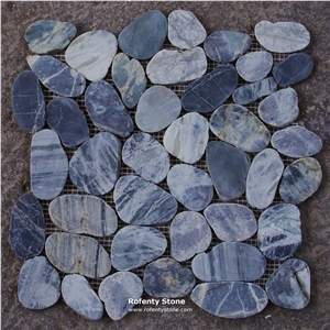 Rf Blue Marmor Slice Pebble Mosaic