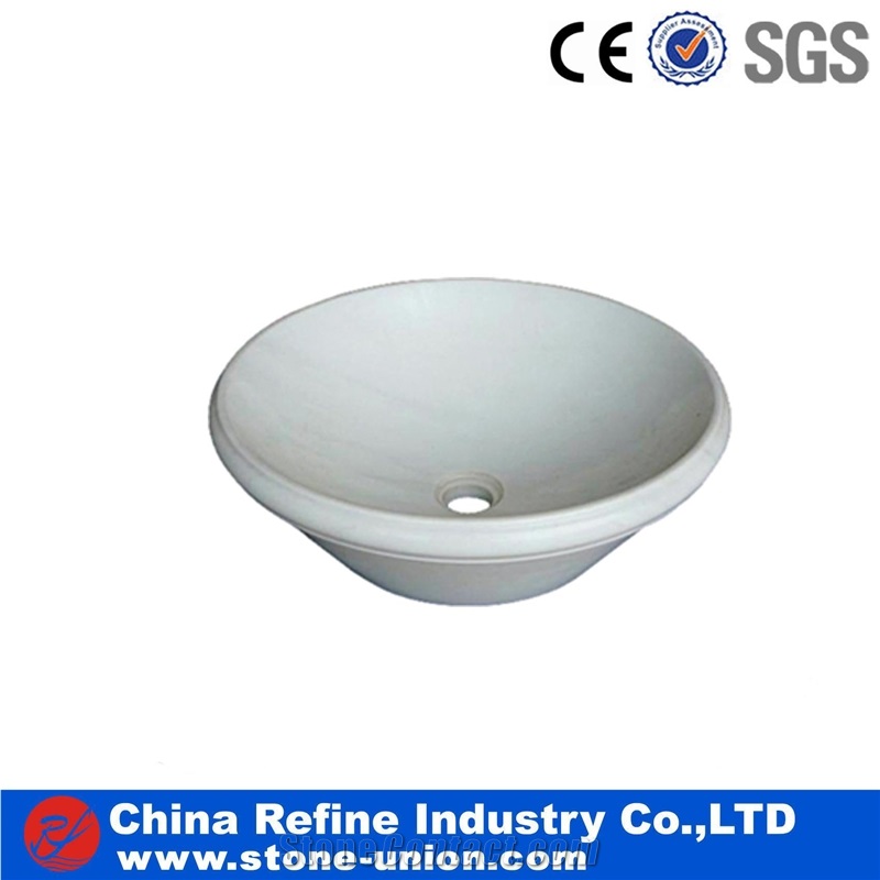 High Quality Polished White Marble Sink for Bathroom, White Marble Sinks & Basins,China Cheap Popular Guangxi White with Grey Veins
