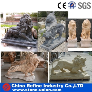 Marble Sculpture & Statue,Carving Stone Lively Lion,Lion Animal Sculpture, Animal Marble Sculpture, Garden Sculptures, Lion Stone Carving