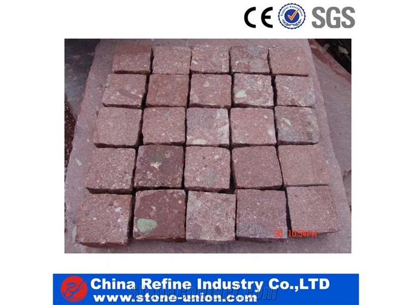 Red Granite Cube Stone China Red Granite , Red Granite Pavers Tiles , Granite Square Driveway Tiles & Outdoor Decorated Floor Granite Tiles