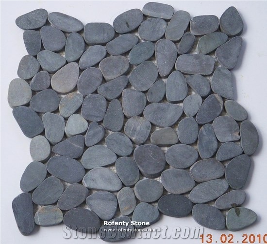 Rf Light Black Pebble Stone Mosaic