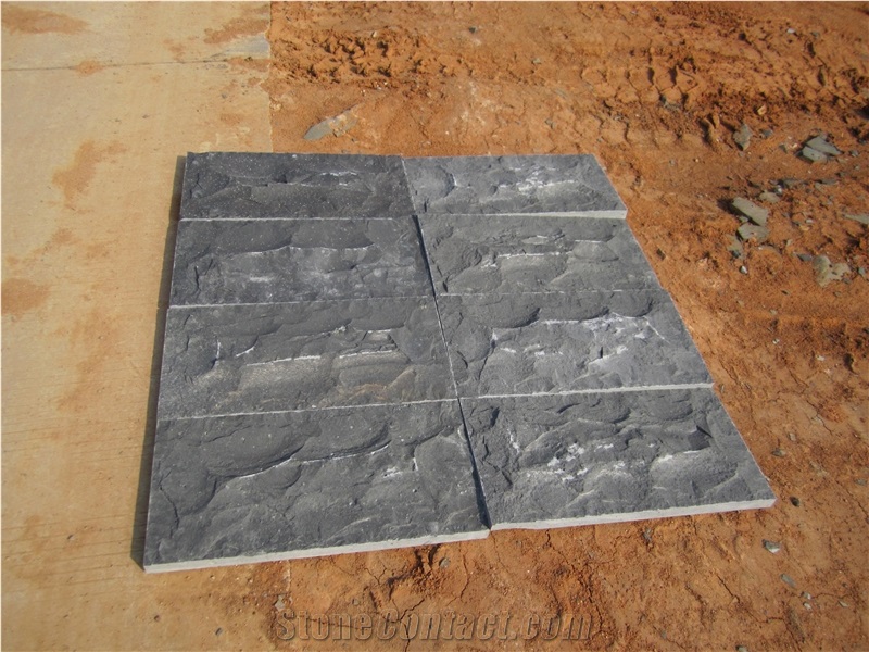 Dark Grey Basalt Split Face Andesite Stone Slabs,Machine Cut Tile Lava Stone Wall Covering Tiles,Floor Paving Pattern