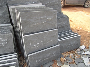 Dark Grey Basalt Split Face Andesite Stone Slabs,Machine Cut Tile Lava Stone Wall Covering Tiles,Floor Paving Pattern
