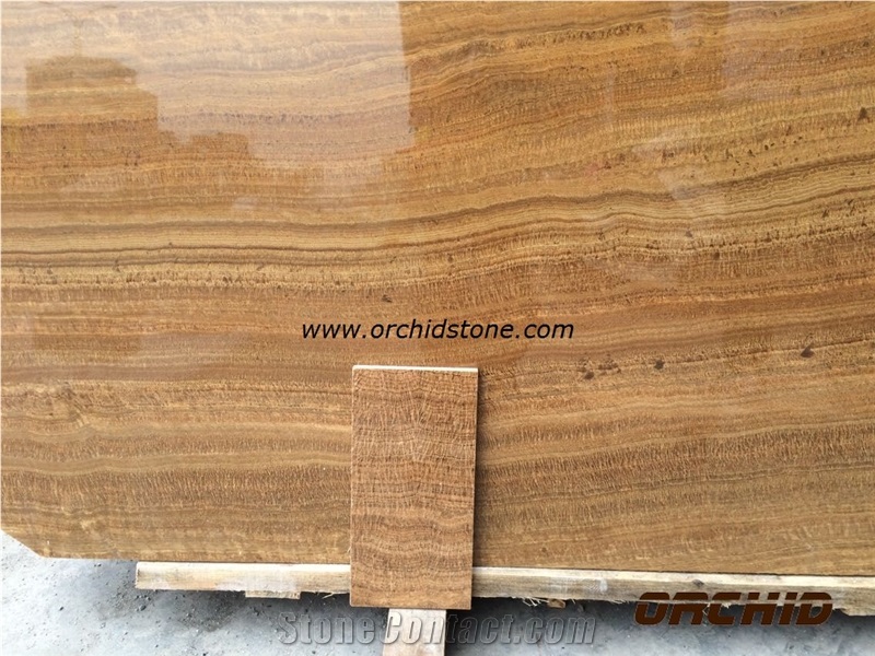 Yellow Wooden Vein Marble Slab & Tile Polished, China Yellow Marble