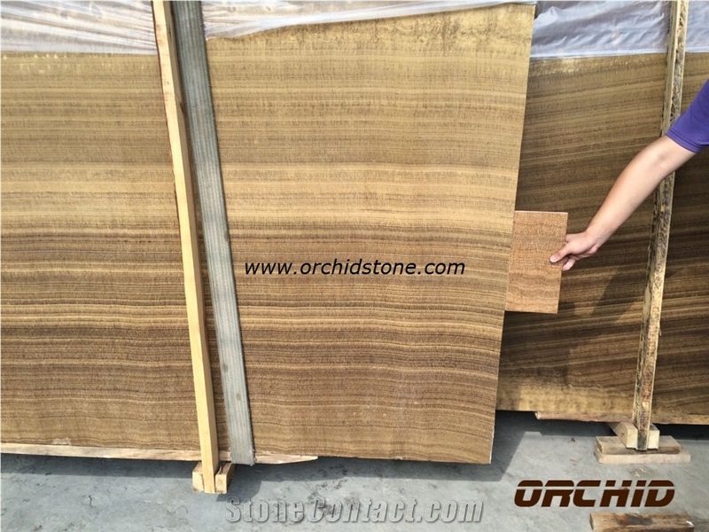 Yellow Wooden Vein Marble Tile & Slabs Polished, China Yellow Marble
