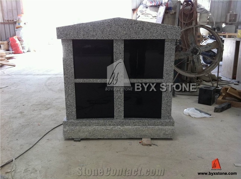 4 Niche Grey Granite Columbarium with Shanxi Black Doors