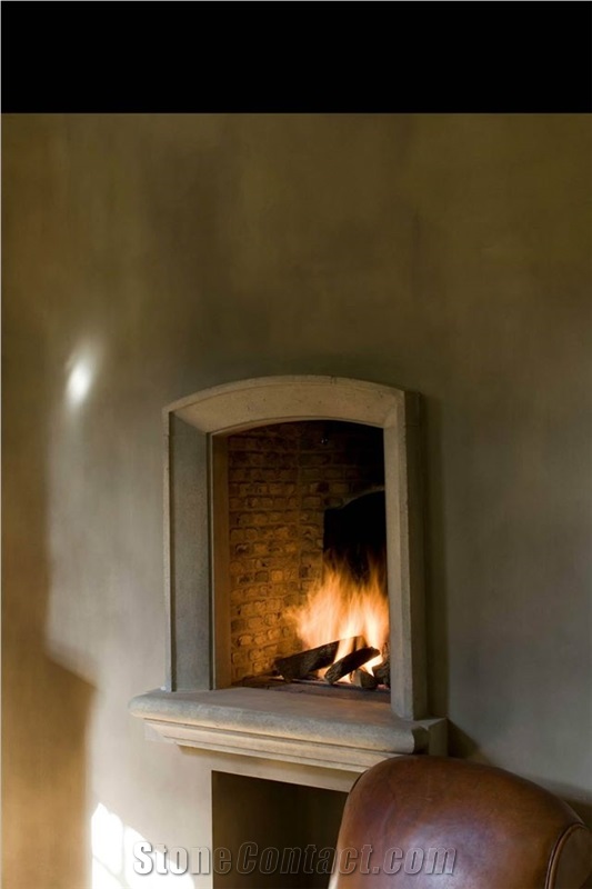 Open Fireplace with Creme De Mos Limestone