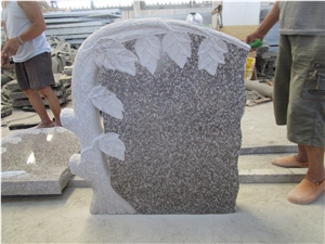 Bainbrook G664 Granite Tombstones, China Cheap Mountain Brown Engraved Headstones with Flowers, Trees, Cemtery Tombstones for Hungary Market