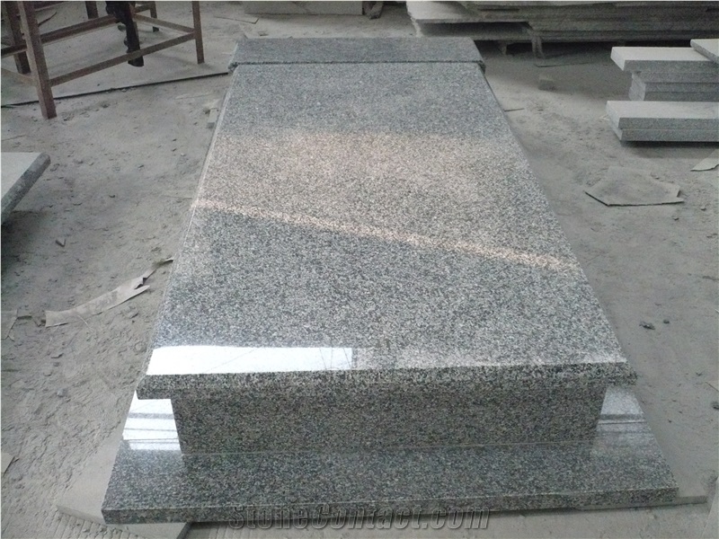 G435 Light Grey Granite Tombstones, China Cheap Granite Monument Design, Single Monuments for Poland Market, Western Style Monuments