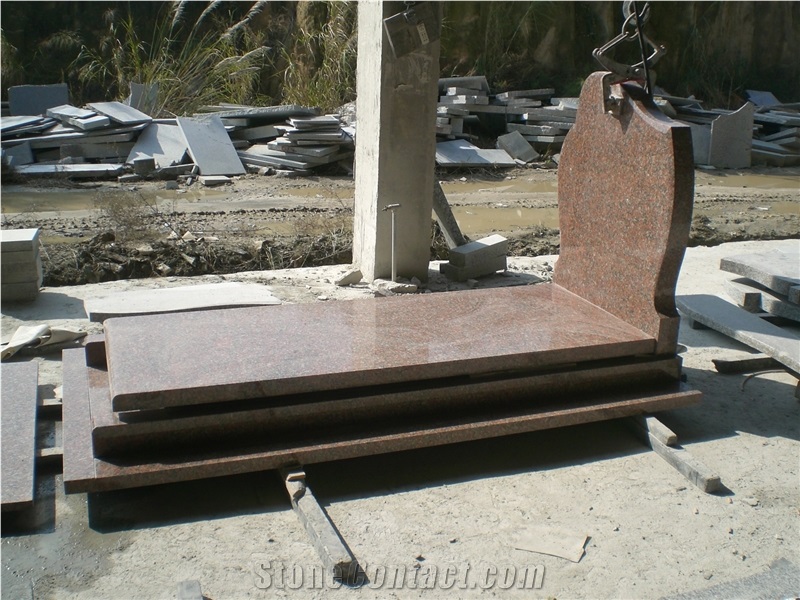 G562 Maple Red Granite Tombstones, China Cheap Red Monument Design, Single Monuments for French Market