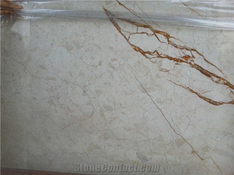 Golden Veins Marble Polished Slabs & Tiles, Turkey Beige Marble with Golden Veins, Beige Color Marble Slabs for Wall and Floor