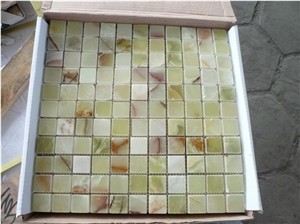 Green Onyx Mosaic Tiles, Onyx Polished Mosaic, Polished Onyx Wall and Floor Mosaic Tiles