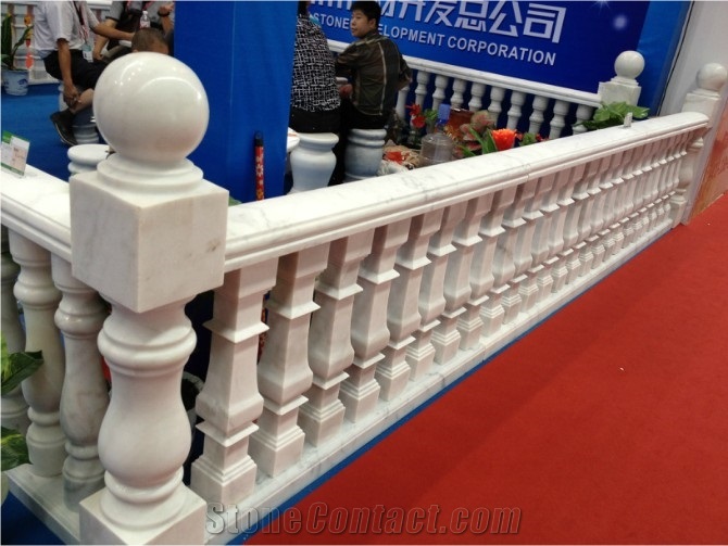 Guangxi White Marble Balusters, China Cheap White Marble Balustrades, Marble Handrail Railings