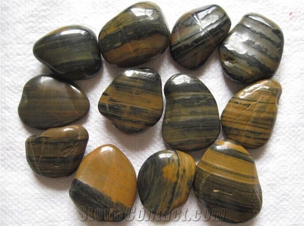 Luxary Natural Stripe Color Pebble Stone High Polished Indoor Decotative Stone Landscaping Stone