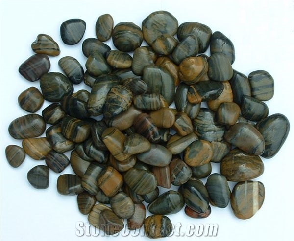 Luxary Natural Stripe Color Pebble Stone High Polished Indoor Decotative Stone Landscaping Stone