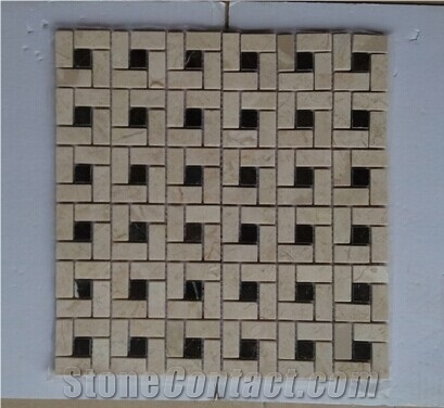 Natural Beige&Black Marble Mosaic Tile 12x12 Honed,Polished,Tumbled Price