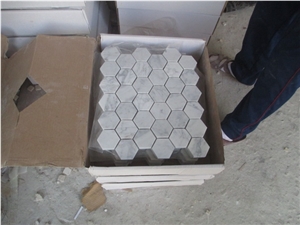 Natural Italian Bianco Carrara White Marble Hexagon Mosaic Pattern Washroom Tile 12x12 Polished Price