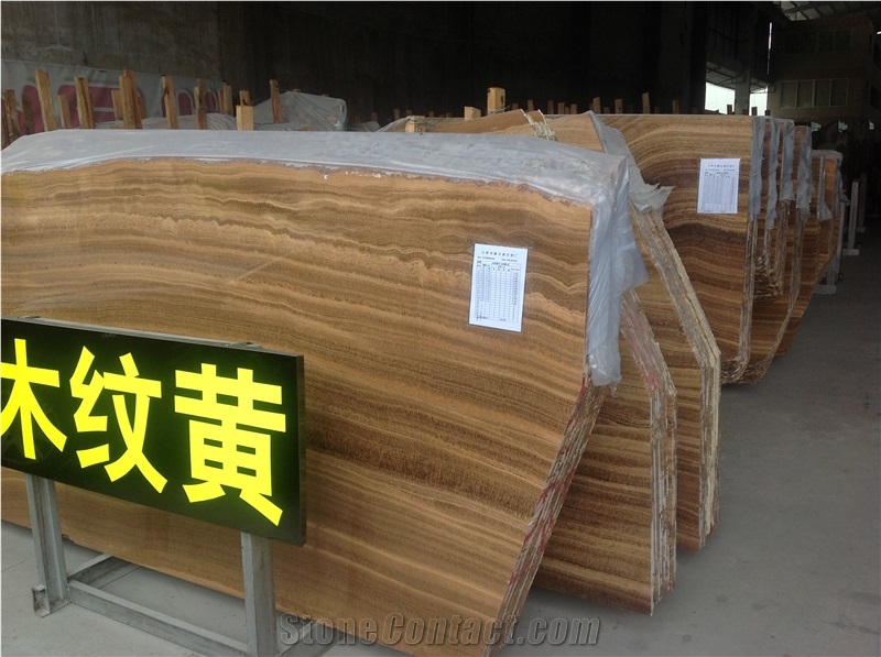 Natural Luxary Marble Stone Yellow Wooden Marble Slab Polished Price, China Yellow Marble