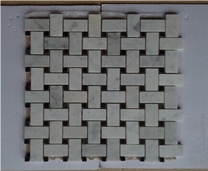 Natural Marble Mosaic Basket Weave Design 12x12, Grey Marble Mosaic
