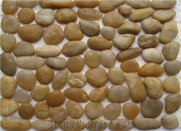 Natural White Black Yellow Red River Stone Pebble Stone on Net Tile 12x12 Polished Price