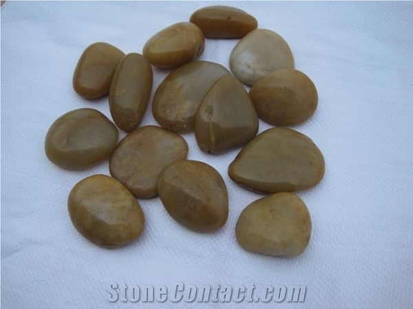 Natural Yellow River Stone Pebble Stone High Polished Super Grade Luxary Indoor Decorative Stone Landscape Stone