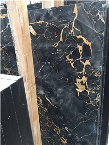 Nero Portoro Marble Polished Slabs & Tiles, Italy Nero Marble for Wall and Floor, Luxury Black Marble Slabs