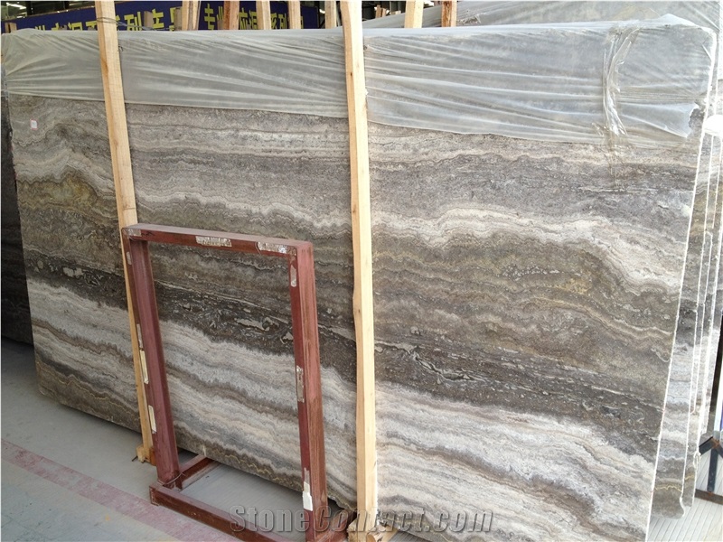 Silver Grey Travertine Polished Slabs & Tiles, Iran Grey Travertine for Floor and Wall Covering