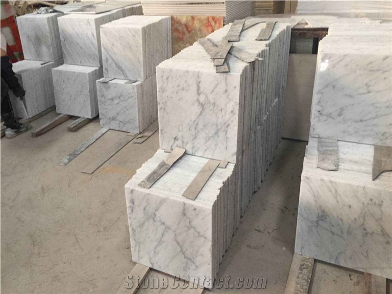 Chinese Factory Direct Big Quantity Polished Carrara White Marble Cut to Sizes Floor Tiles 1cm, Wall Covering Tiles Popular for Building Projects