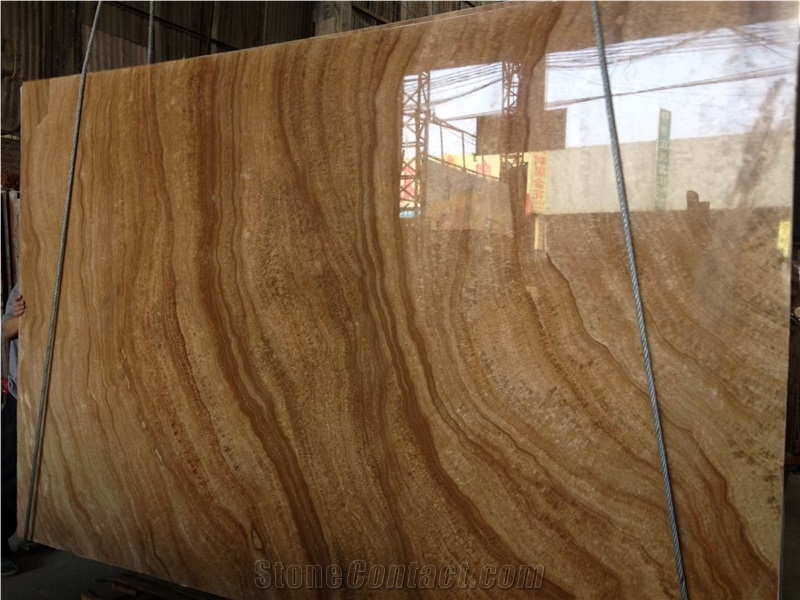 Cheap Chinese Yellow Wood Vein Marble Slabs & Yellow Marble Tile