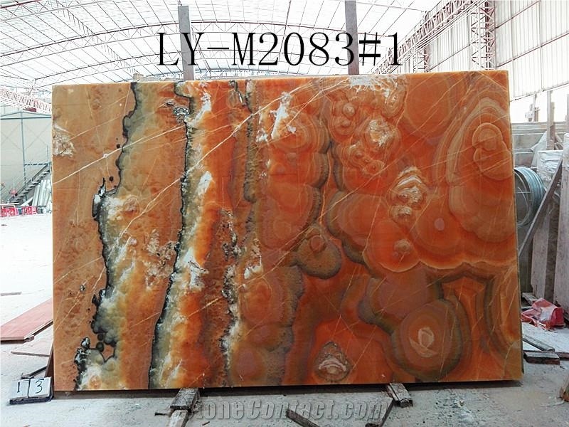 Flower Flame Onyx Nice Slab Top Grade Material High Quality Polishing Walling and Flooring Covering High Quality and Best Price Fast Delivery