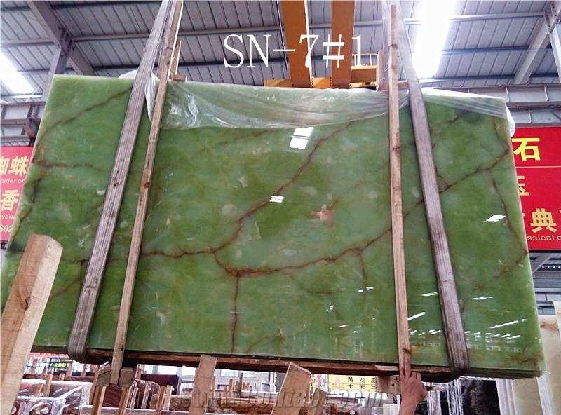 Light Green Onyx Stone Tiles & Slabs, China Pure Natural Green Onyx Slabs