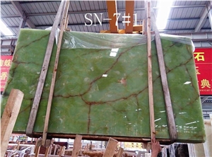 Light Green Onyx Stone Tiles & Slabs, China Pure Natural Green Onyx Slabs
