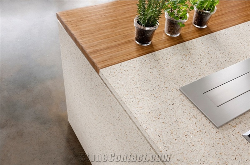 Noble White Color Quartz Stone Kitchen Island Countertop Directly from China Manufacturer