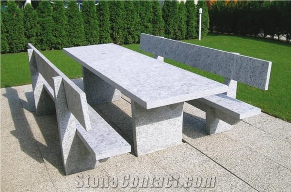 Iragna Granite Urban Bench, Grey Granite Bench & Table