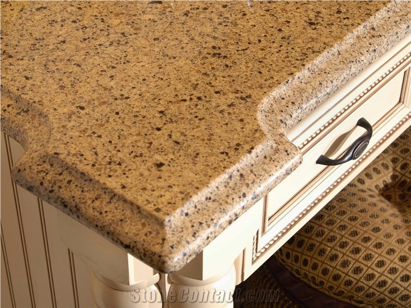 Fashion Design Quartz Stone Countertops, Artificial Quartz Stone Beige Quartzite Kitchen Countertops