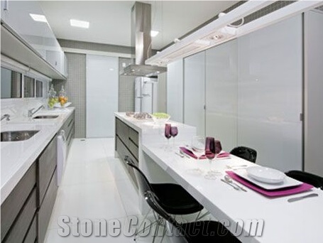 Pure White Nano Crystallized Glass Bathroom Countertop Artificial Marble Vanity Top, White Quartz Bathroom Countertops