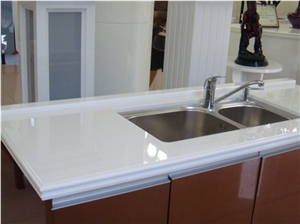 Pure White Nano Crystallized Glass Bathroom Countertop Artificial Marble Vanity Top, White Quartz Bathroom Countertops