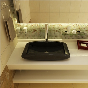 Shanxi Black Granite Wash Basin，Absolute Black Granite Bathroom Basin, Wall Mounted Sinks