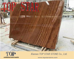 Cheap China Dark Yellow Wooden Marble Slabs & Tiles
