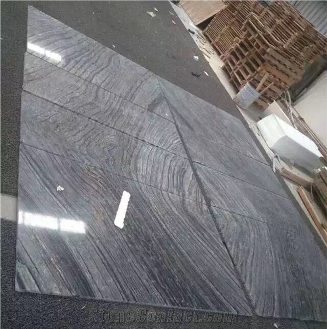 Polished Zebra Black Wooden Marble Tiles, Kenya Black Marble Slabs & Tiles