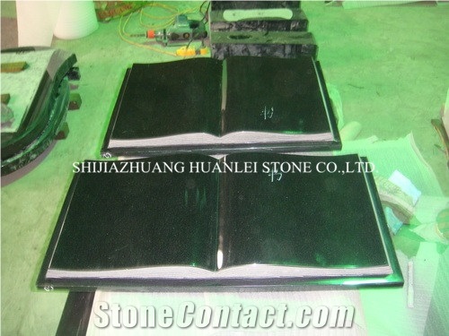 Book Shape Slant Grave Markers Tombstone, Shanxi Black Granite Grave Markers