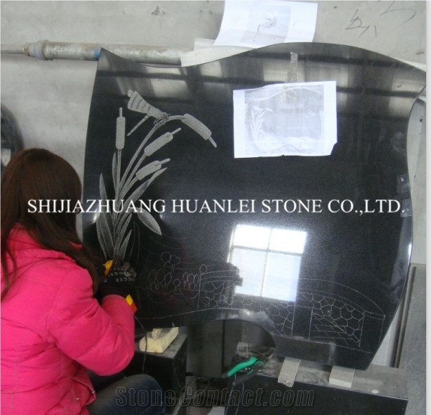 China Nero Assoluto Granite Heart Tombstone Design, Shanxi Black Granite Monument Grade a ,Memorial ,Western Style Headstone,Gravestone,Cemetery Tombstone