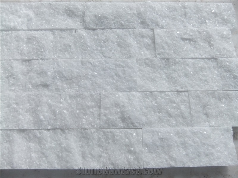Bush-Hammered Calcite Crystal White Marble Cultured Stone in Kaiquanstone